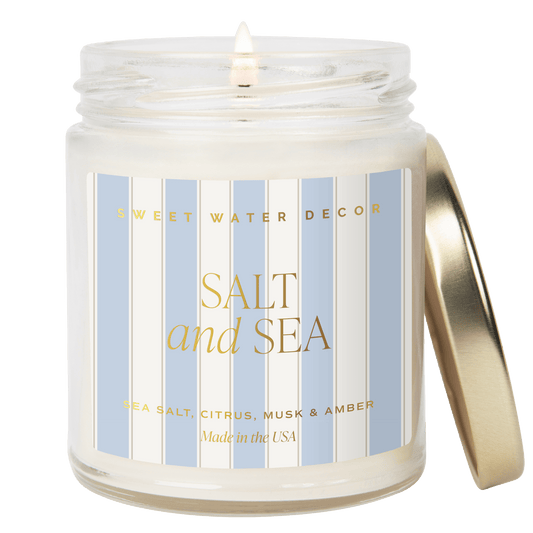 Salt and Sea Soy Patterned Candle - Clear Jar - 9 oz