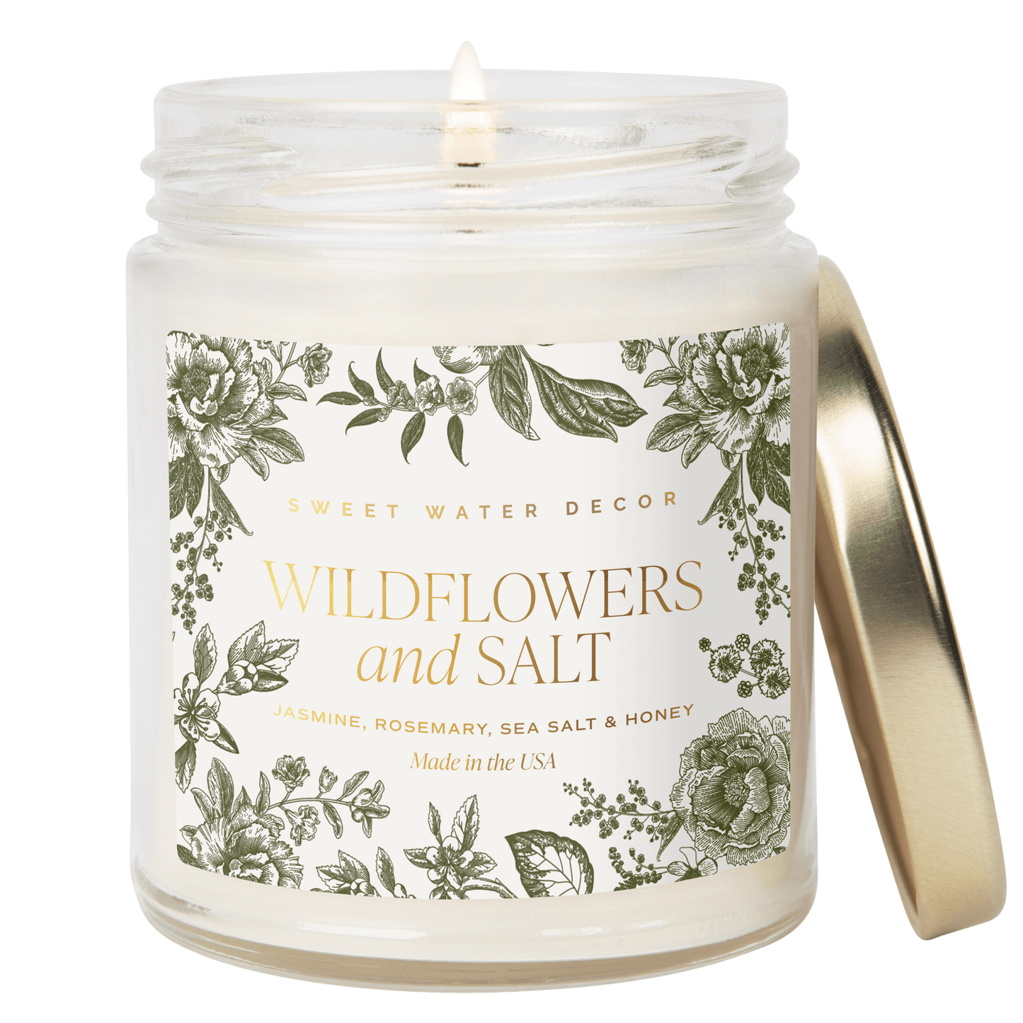 Wildflowers and Salt Soy Patterned Candle - Clear Jar - 9 oz