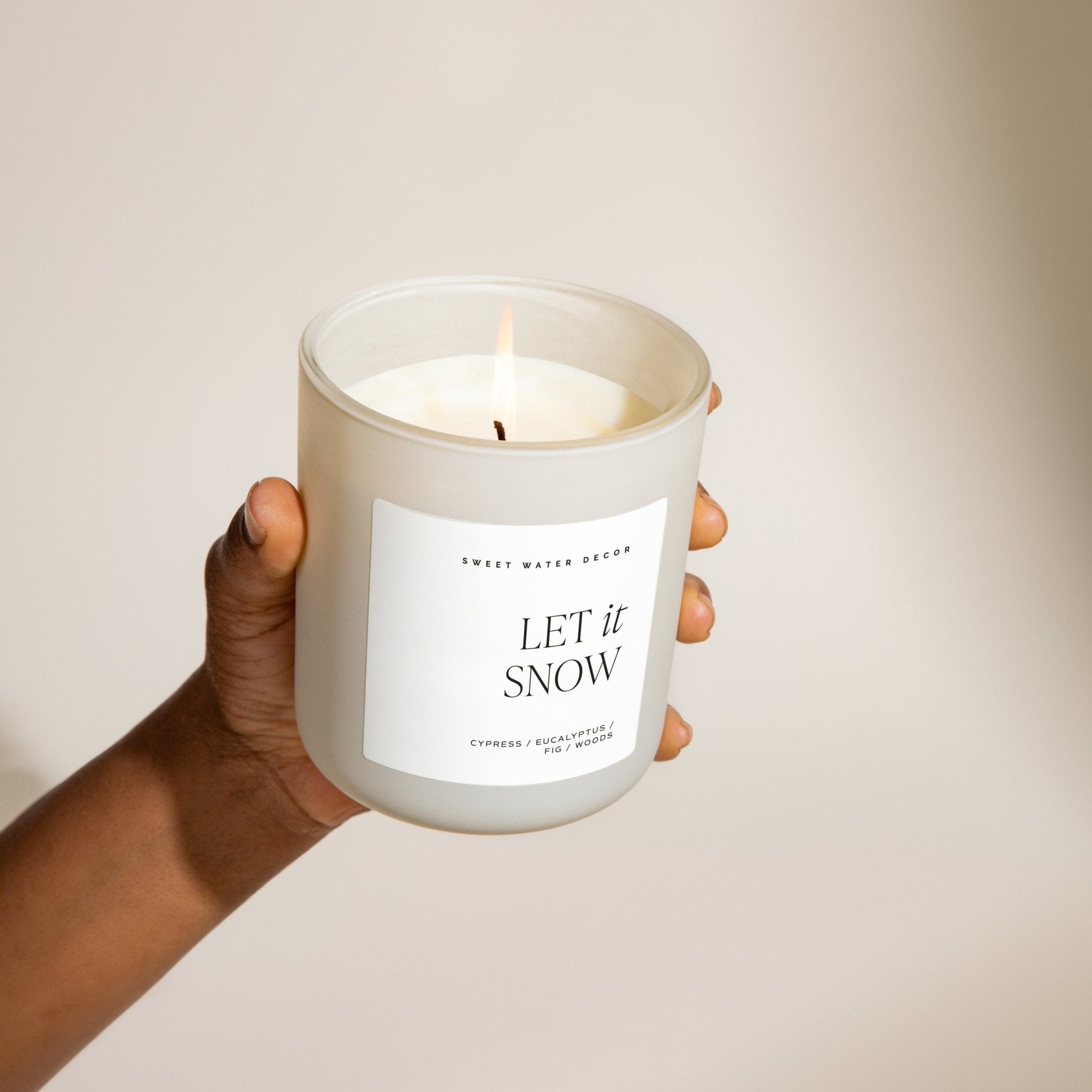 Let It Snow Soy Candle - Tan Matte Jar - 15 oz - Sweet Water Decor