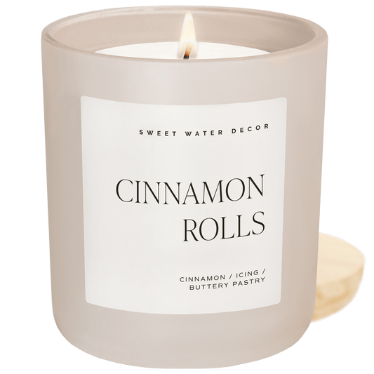 Cinnamon Rolls Soy Candle - Tan Matte Jar - 15 oz - Sweet Water Decor