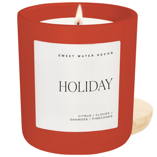 Holiday Soy Candle - Red Matte Jar - 15 oz