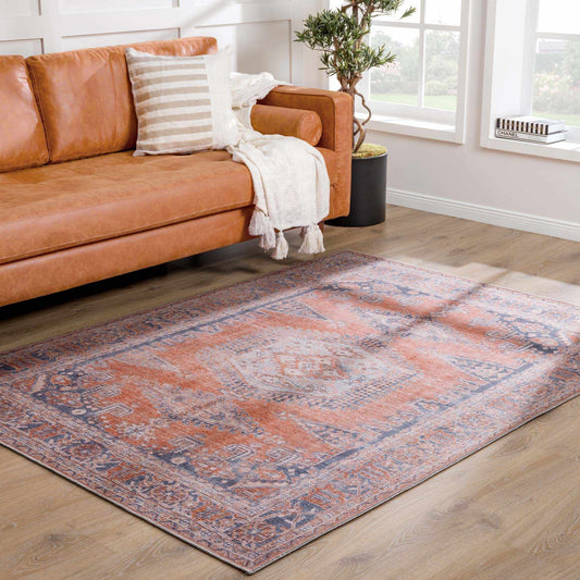 Taber Burnt Orange Washable Rug