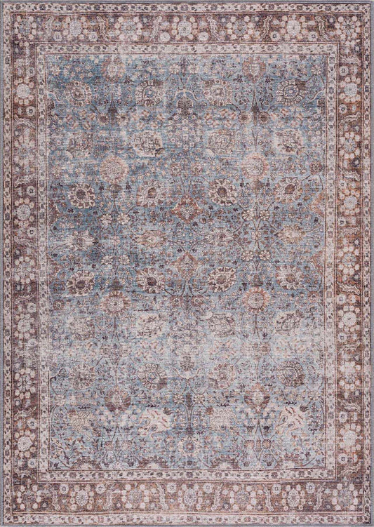 Dauis Blue Persian Style Washable Rug