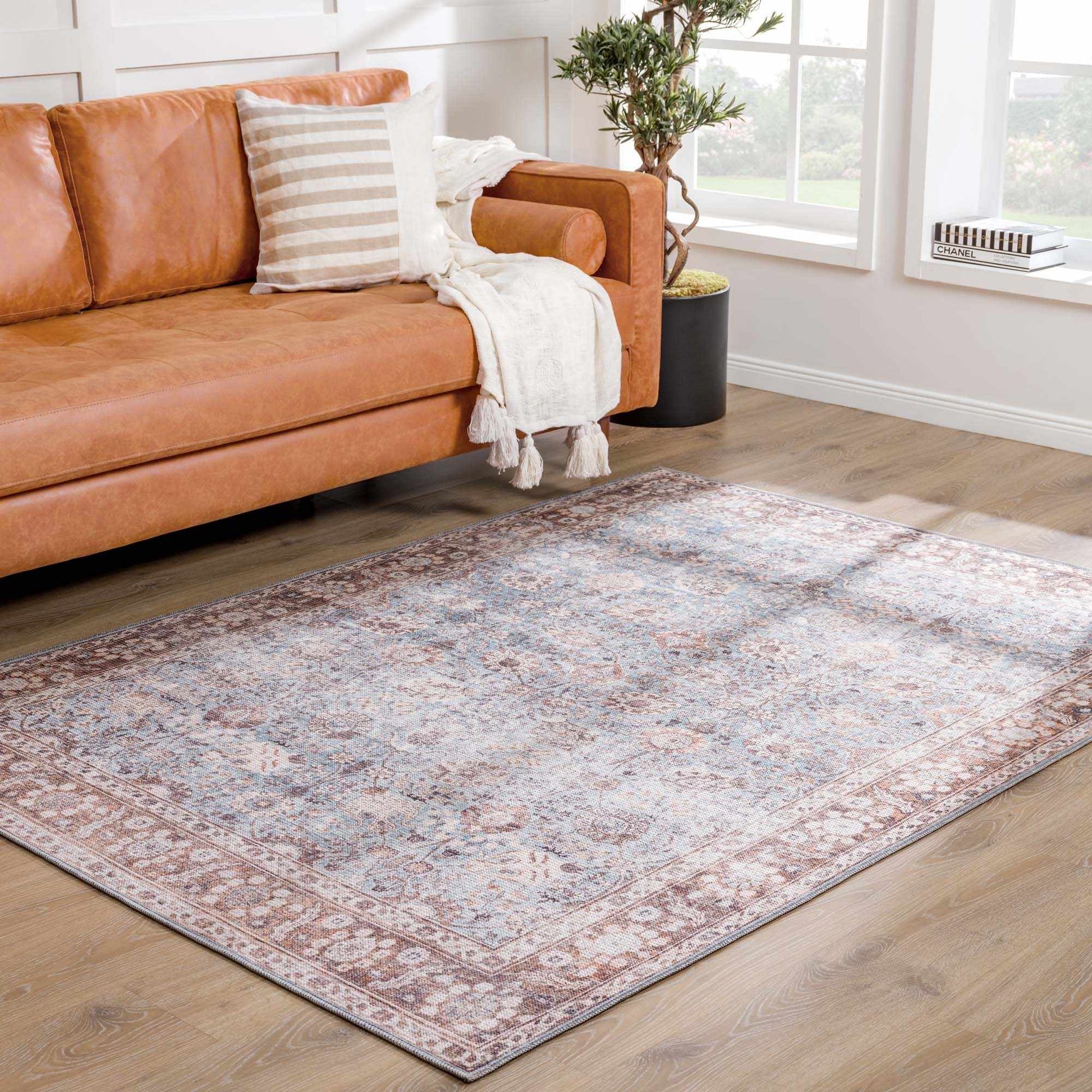 Dauis Blue Persian Style Washable Rug - Boutique Rugs