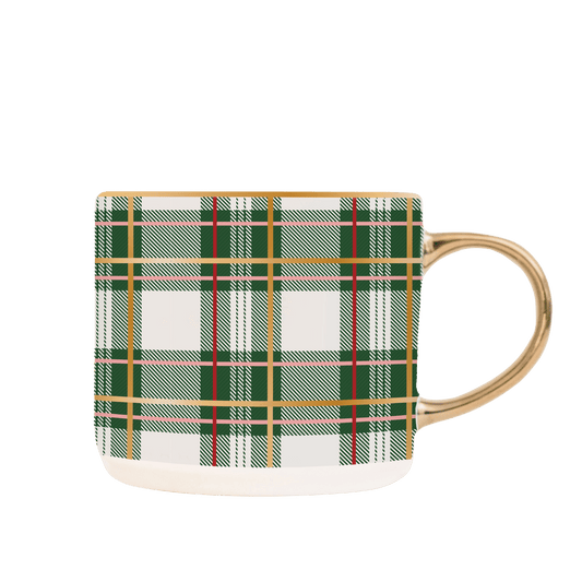 Taza de café de 17 oz con cuadros verdes 