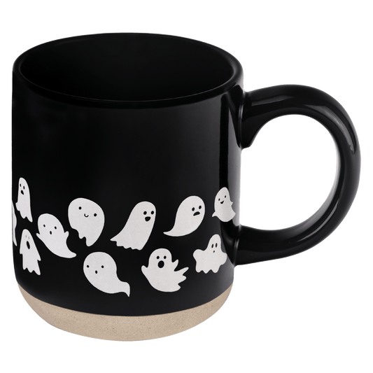 Tasse à café en grès noir Ghosts de 14 oz