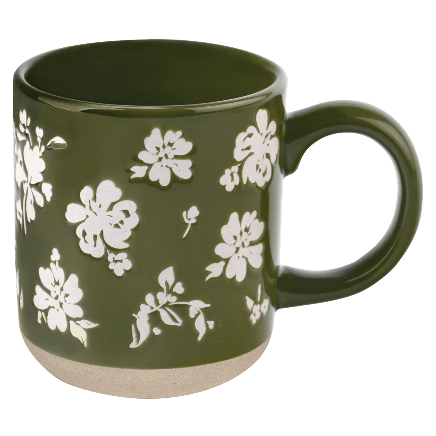 Green Floral 14oz. Stoneware Coffee Mug - Sweet Water Decor