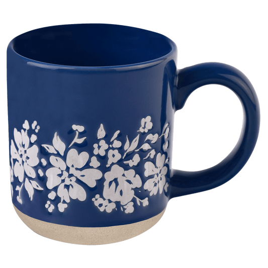 Blue Floral 14oz. Stoneware Coffee Mug - Sweet Water Decor