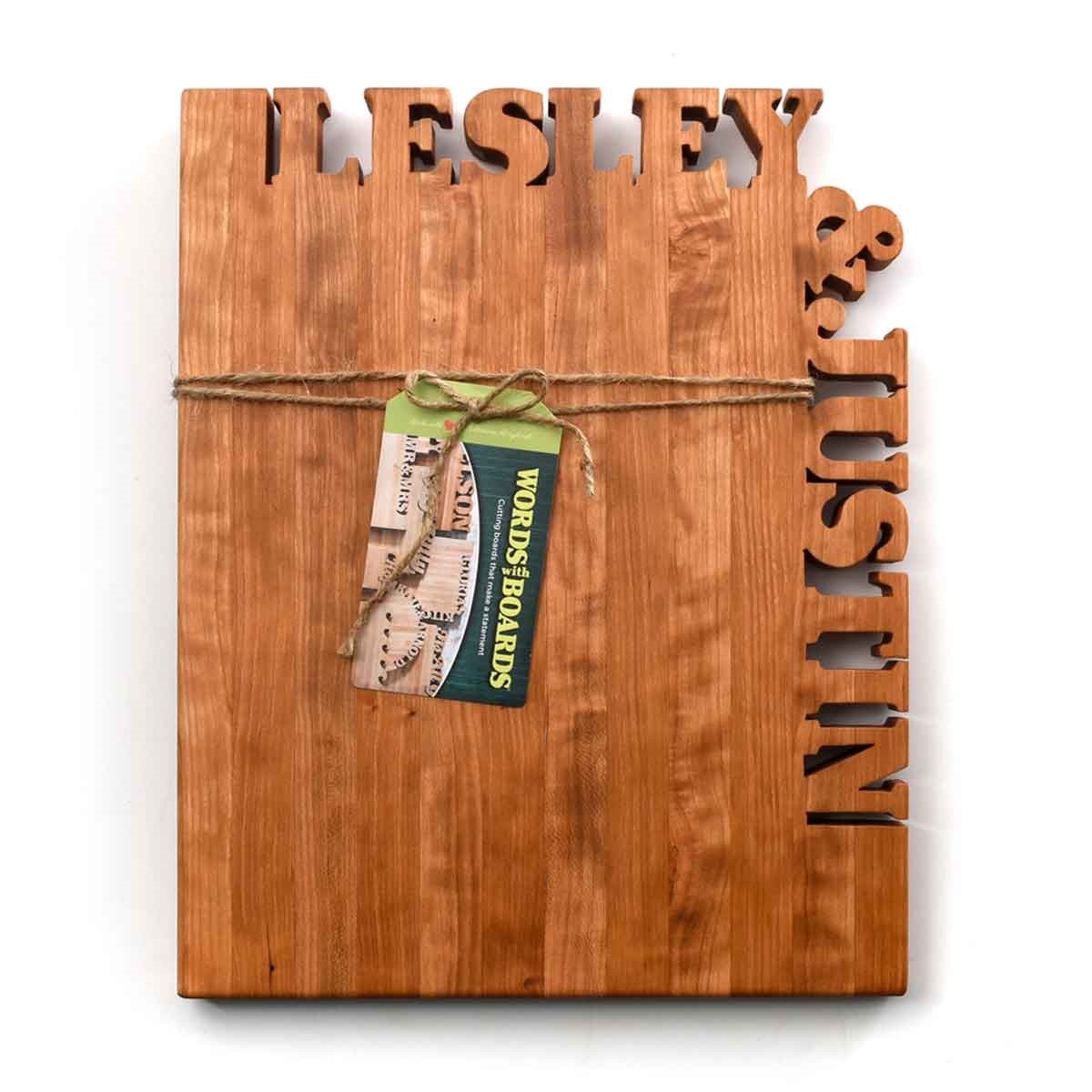 Personalized Cutting Board - Rectangle Top and Side - Cherry - Words with Boards LLC