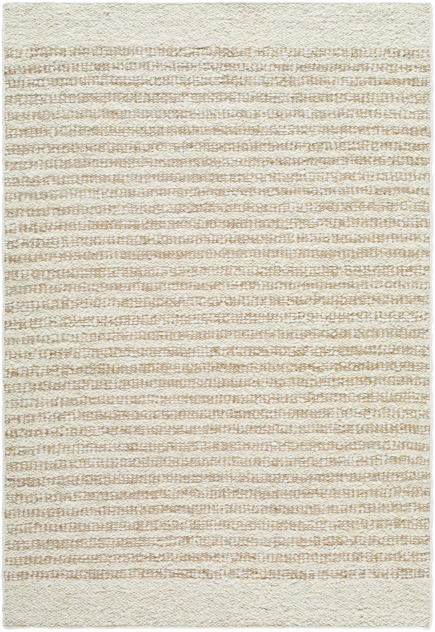 Beige Striped Wool Area Rug - Boutique Rugs
