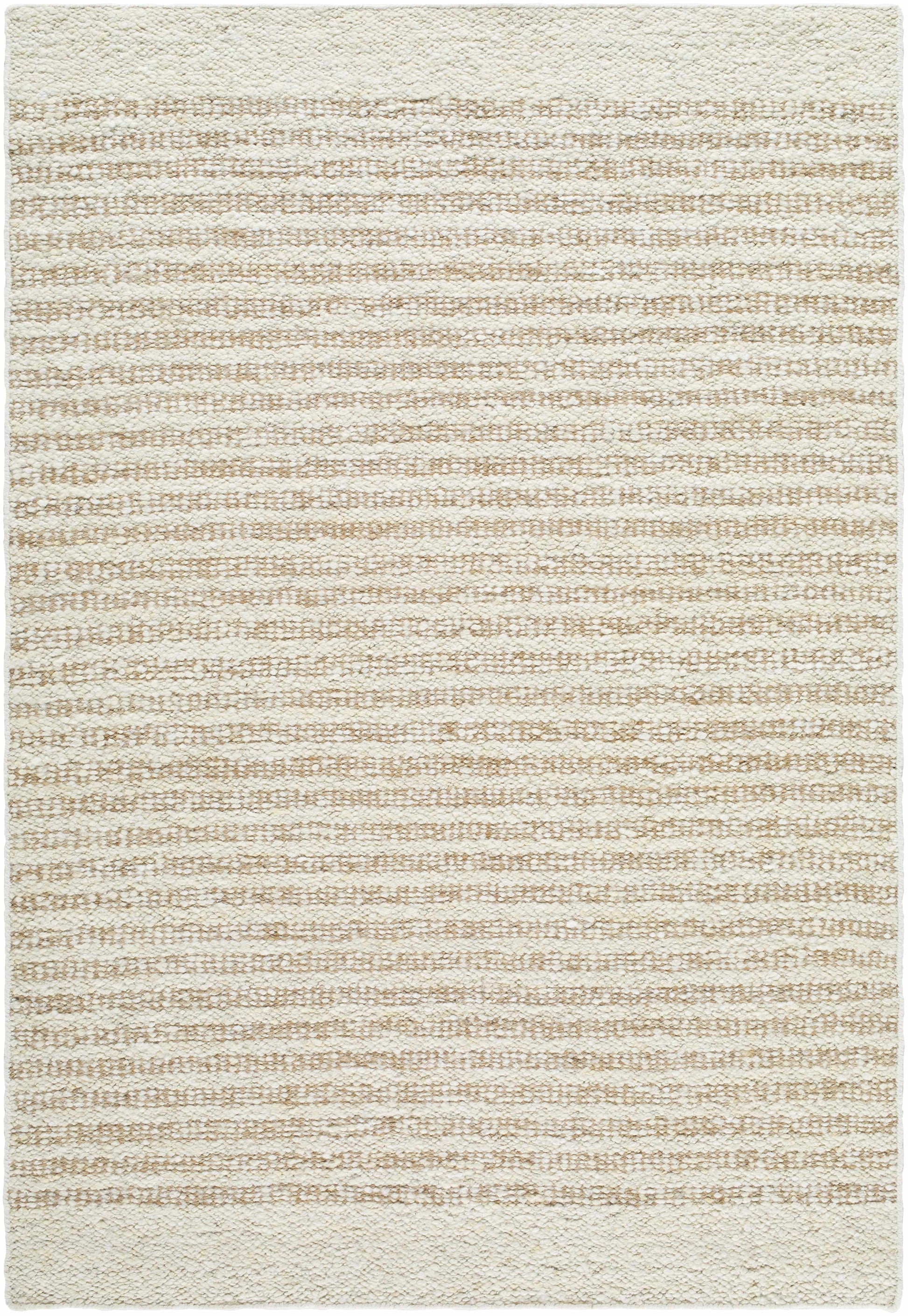Beige Striped Wool Area Rug - Boutique Rugs