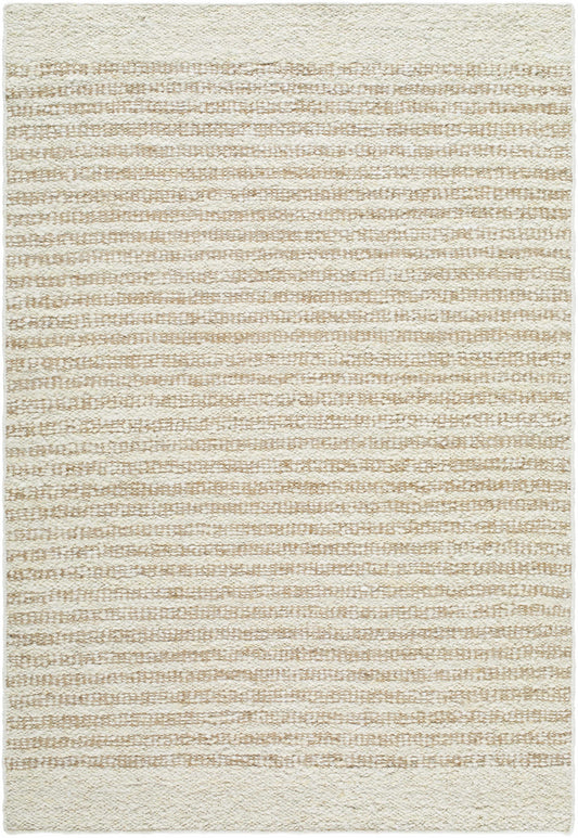 Beige Striped Wool Area Rug - Boutique Rugs