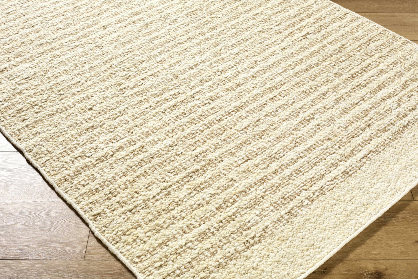 Beige Striped Wool Area Rug - Boutique Rugs
