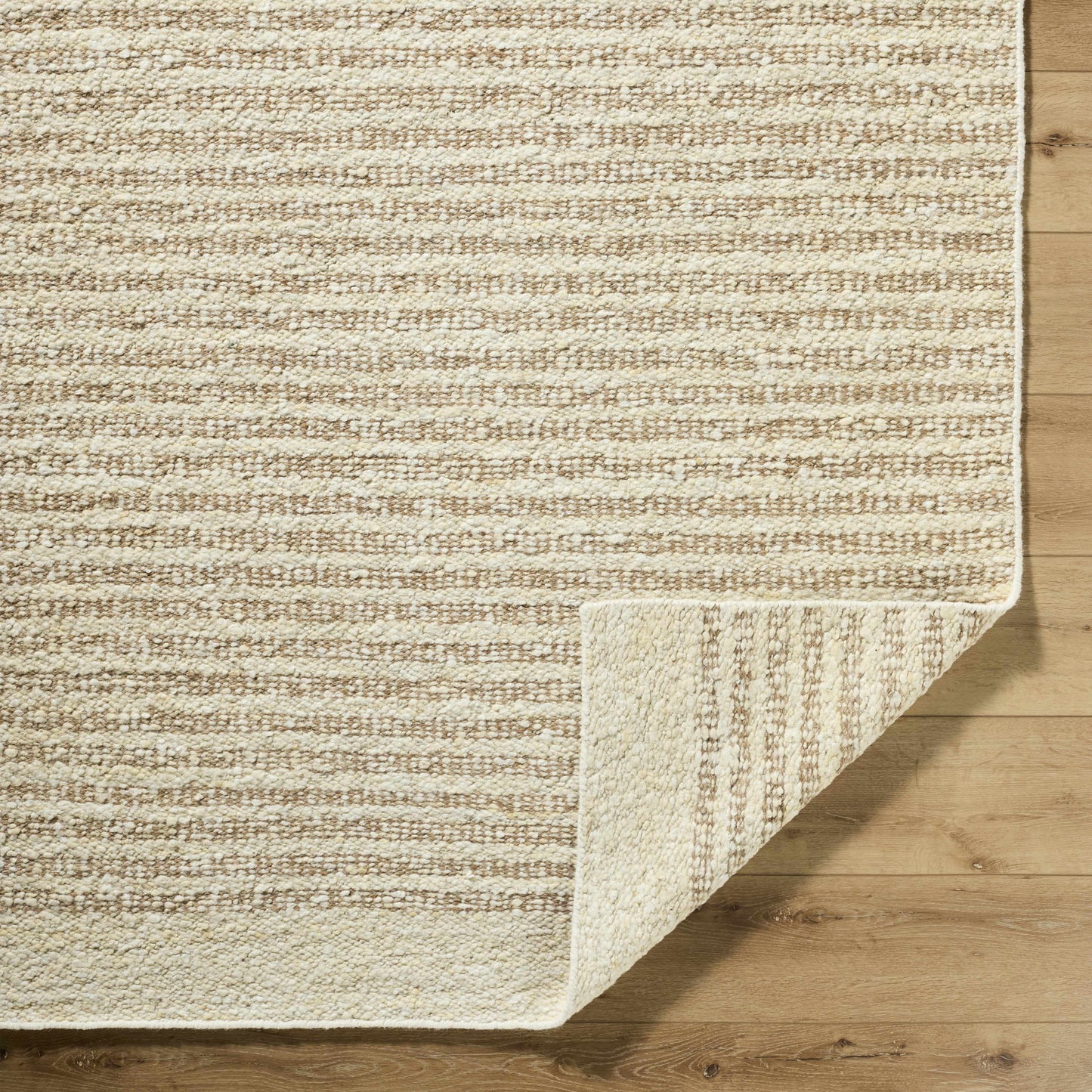 Beige Striped Wool Area Rug - Boutique Rugs