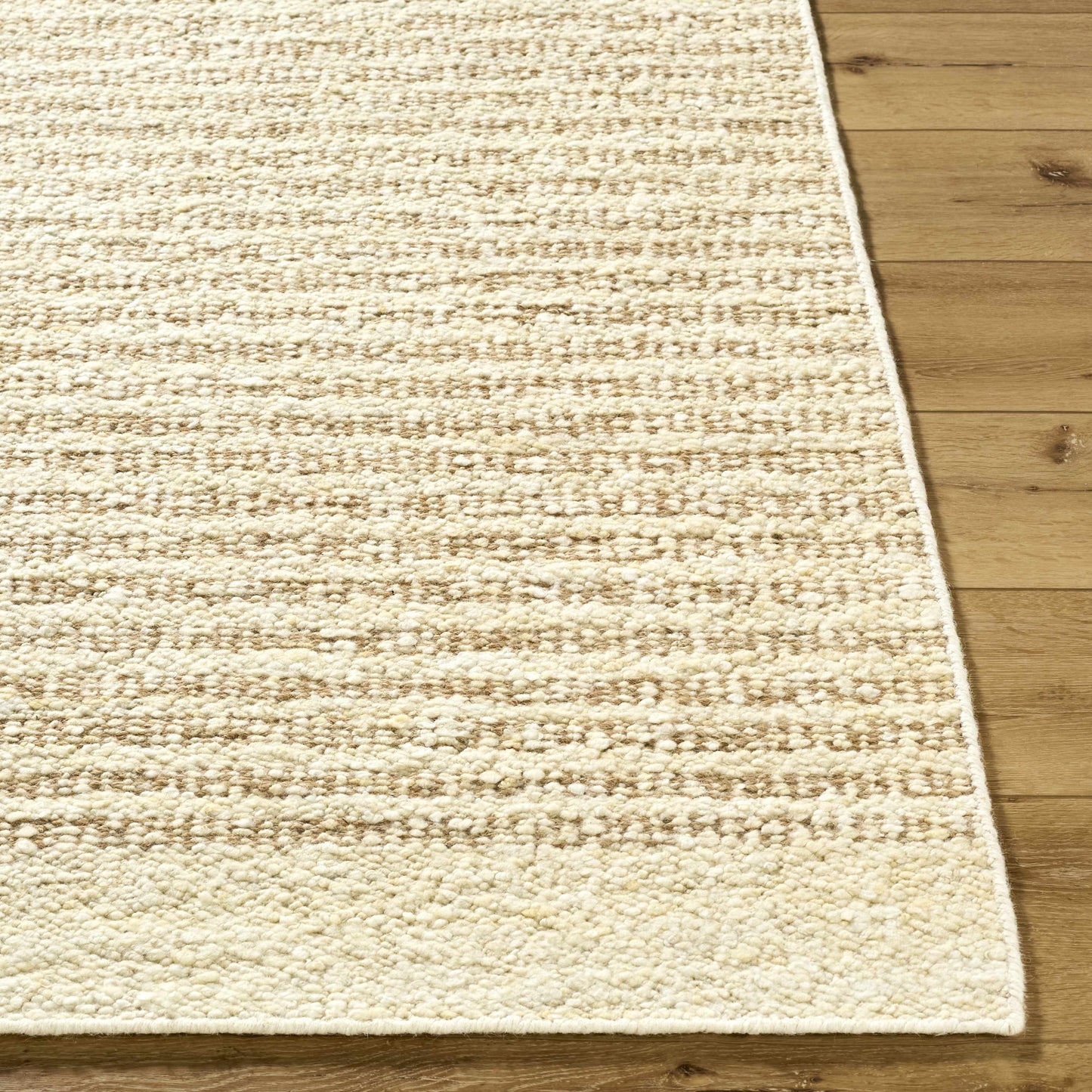 Beige Striped Wool Area Rug - Boutique Rugs