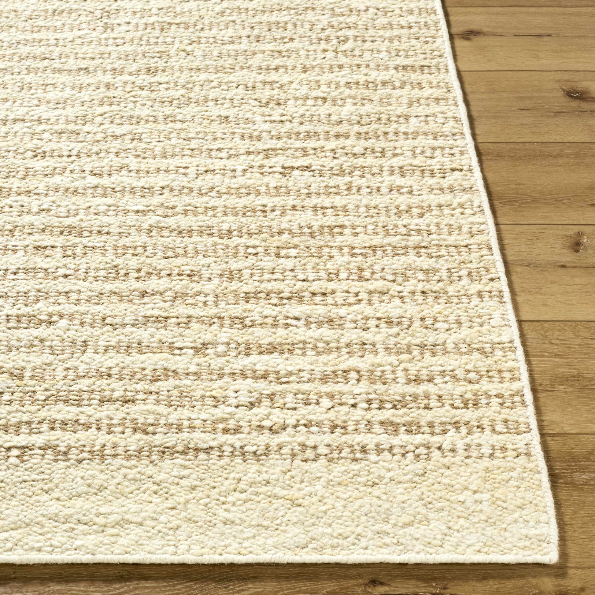 Beige Striped Wool Area Rug - Boutique Rugs