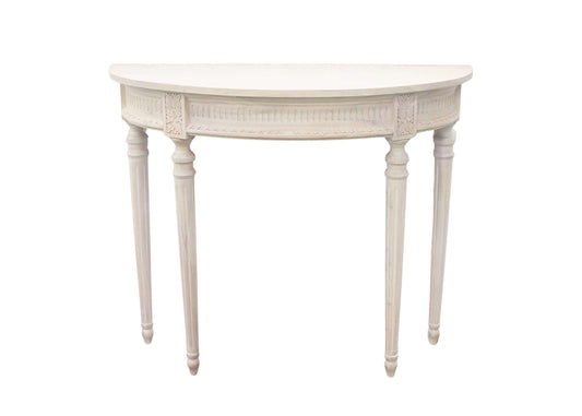Demilune Hall Table - White Wash Wood