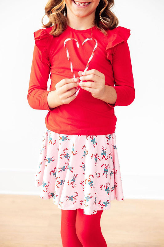 Candy Cane Cutie Twirl Skirt with Leggings