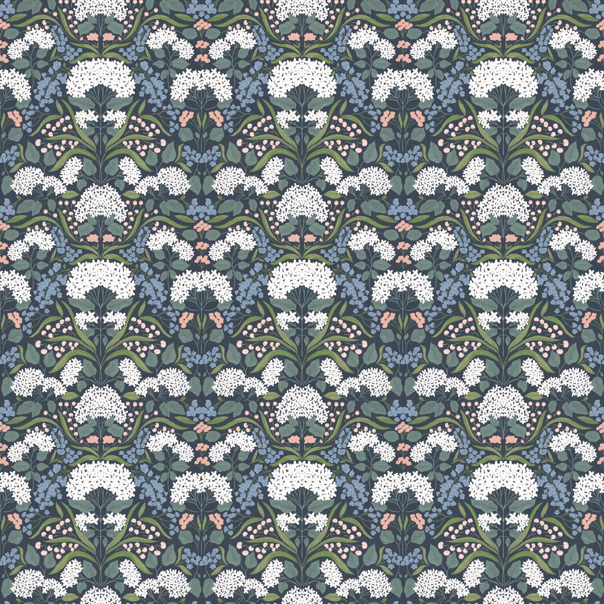 Catherine Floral Wallpaper by Ashton Elizabeth - Sample 1 foot by 1 foot / Dark Blue - Loomwell Home Goods
