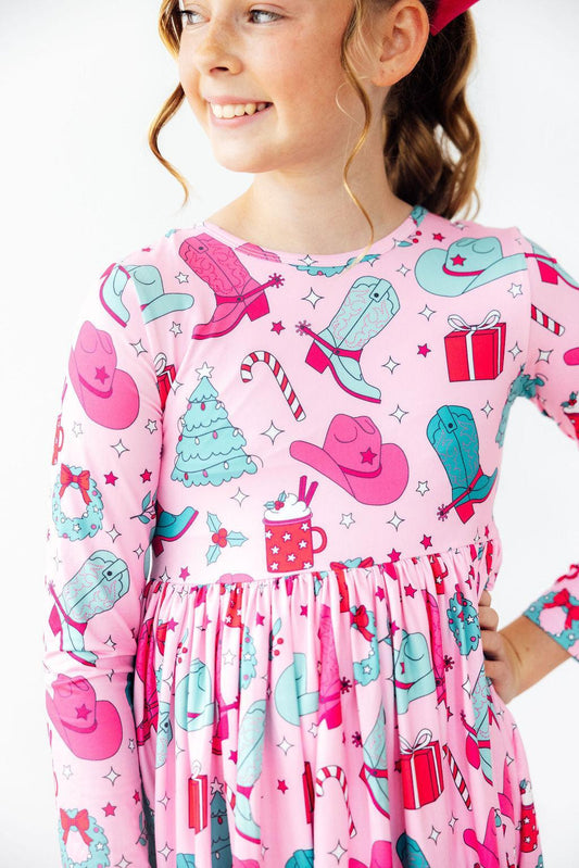 Christmas Cowgirl L/S Pocket Twirl Dress - Mila & Rose ®