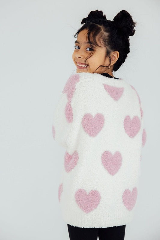 Kids Cozy Cardigan - Pink Heart - Mila & Rose ®