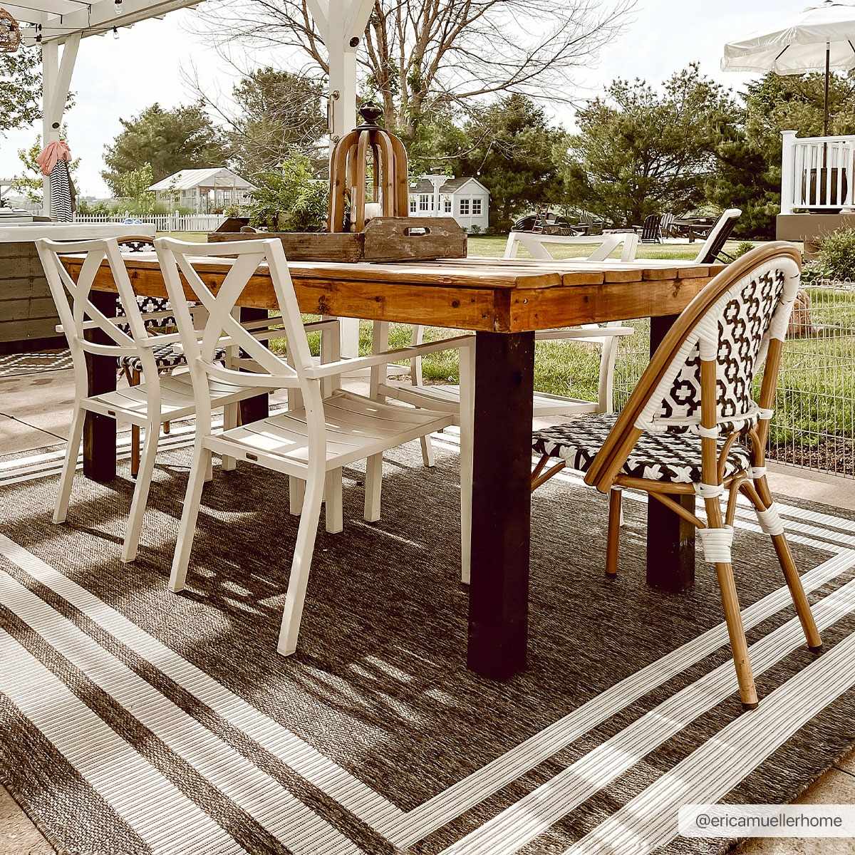 Coonamble Bordered Antrasit Outdoor Rug - Boutique Rugs