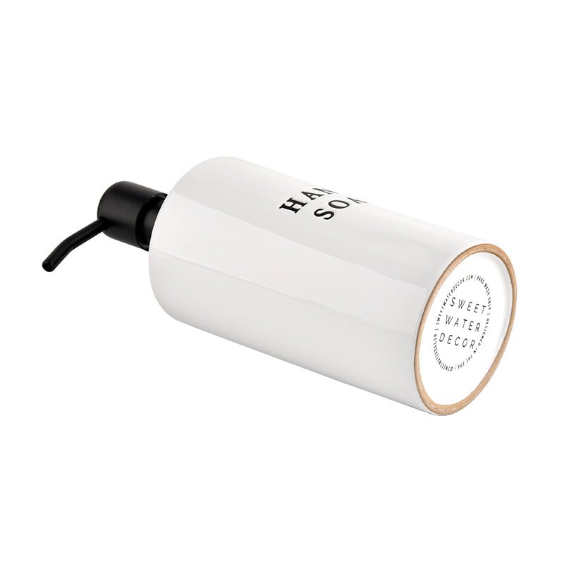 Distributeur de savon pour les mains en grès blanc de 15 oz