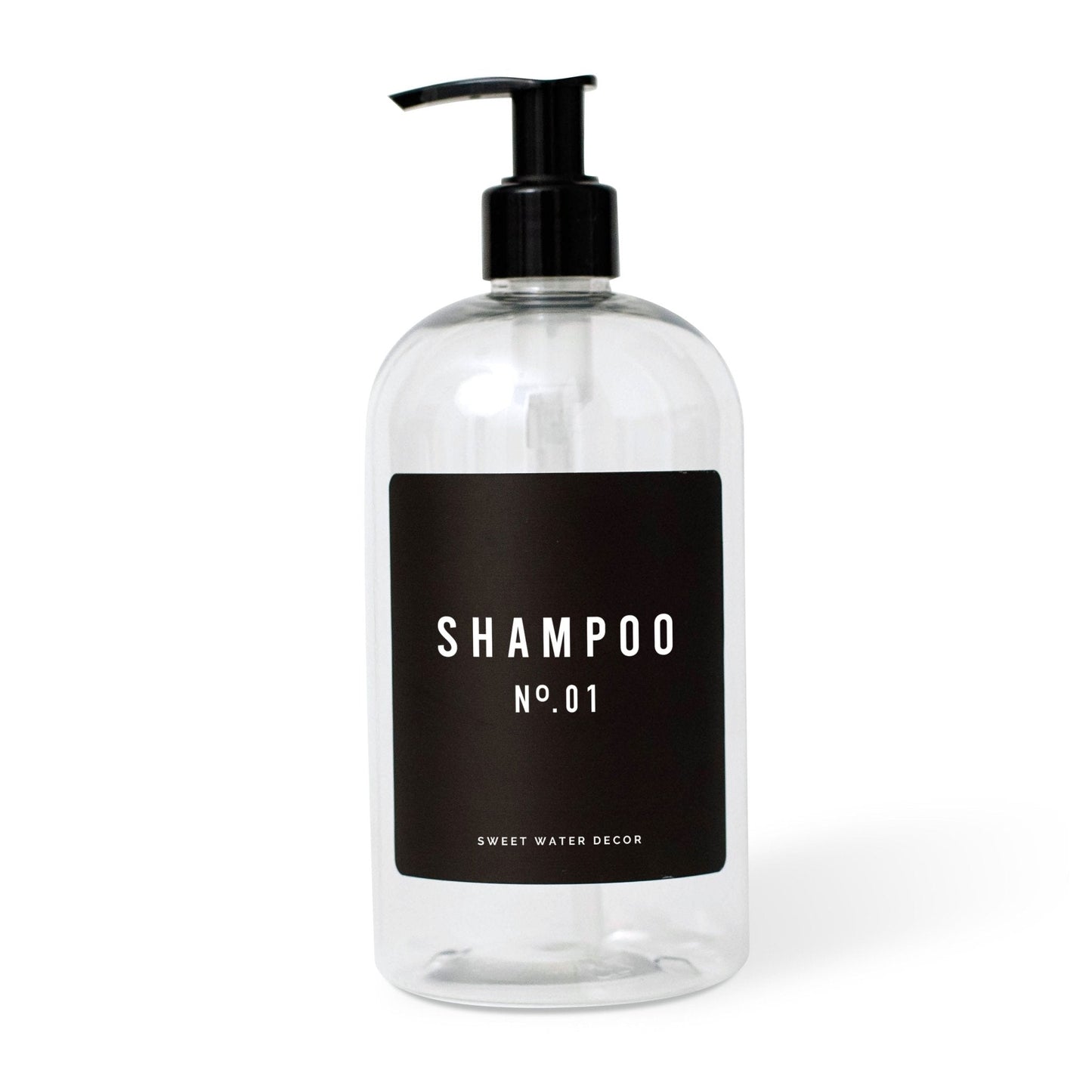 Distributeur de shampoing en plastique transparent de 16 oz - Black Label