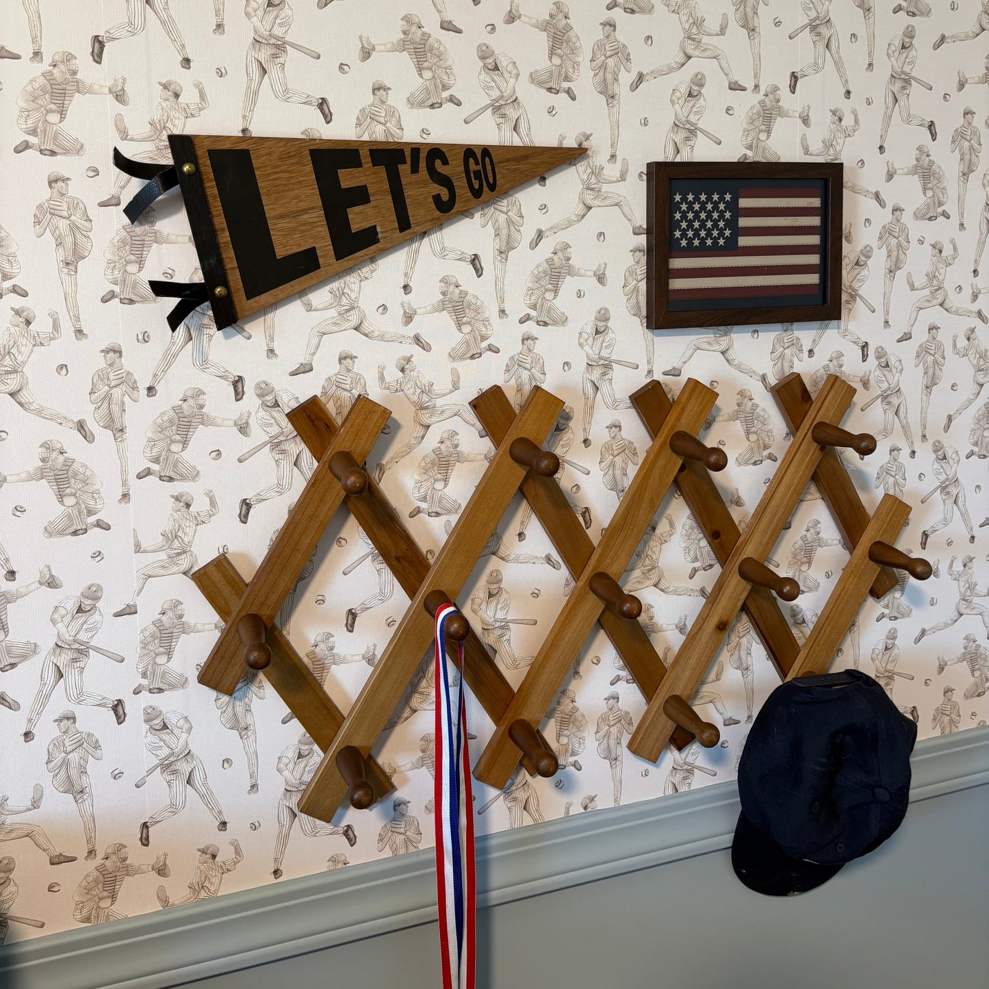 Robinson Baseball Wallpaper by Hailey Kiefer Designs - Loomwell Home Goods