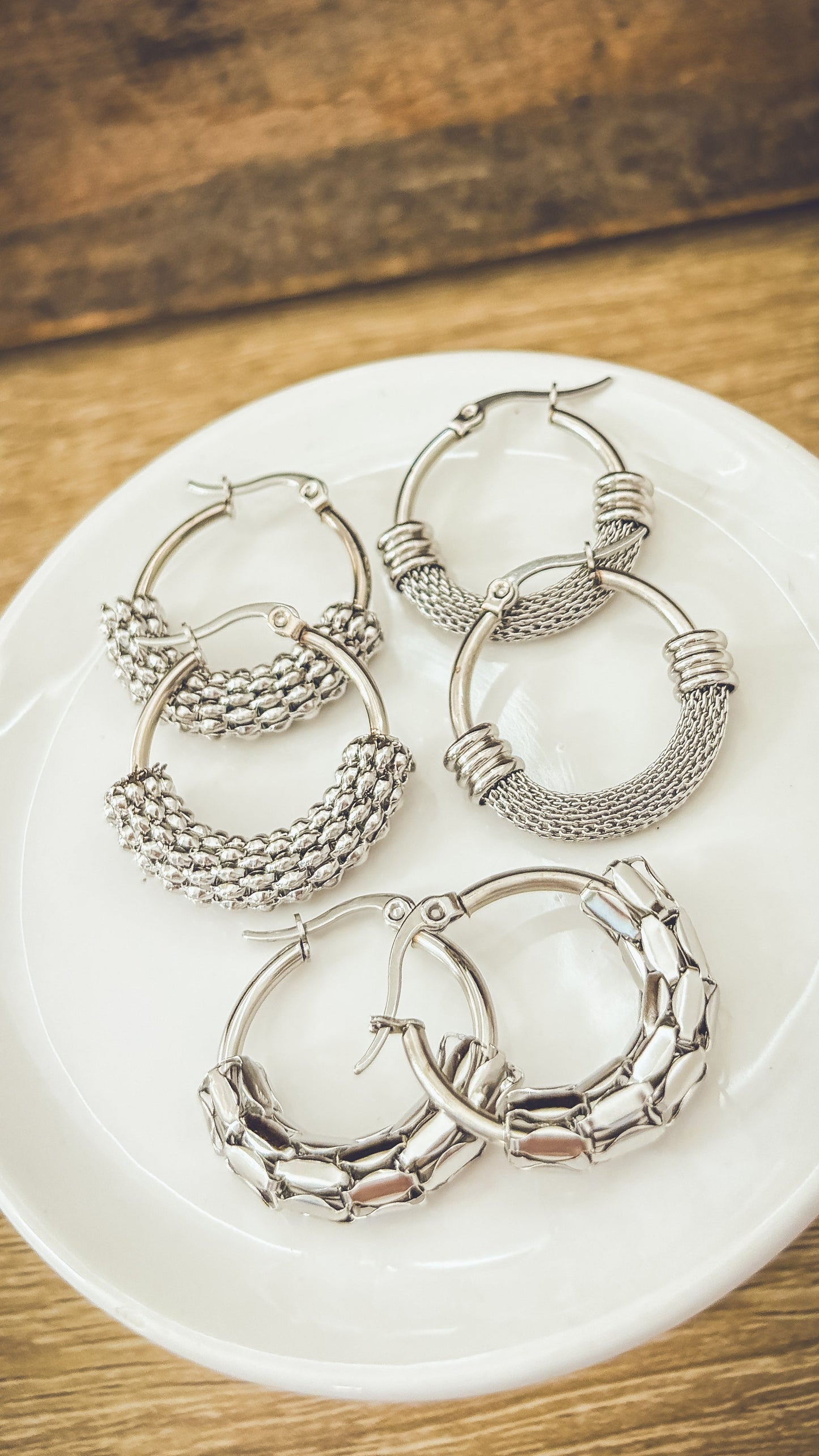 Magnifique ensemble de 3 paires de boucles d'oreilles créoles en argent