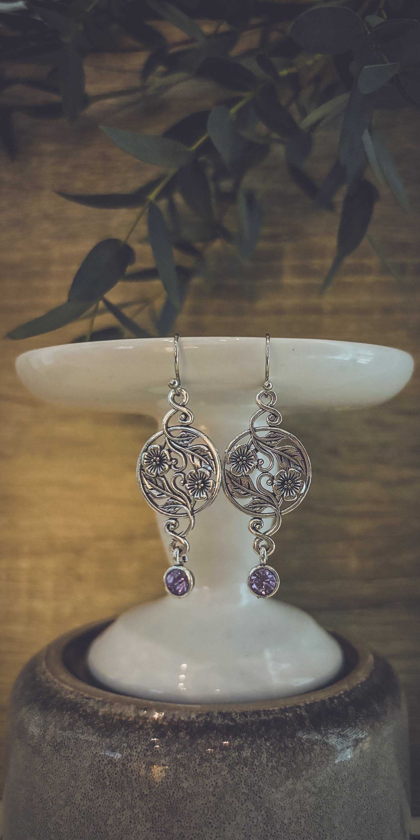 Beautiful Bohemian Purple and Silver Earrings