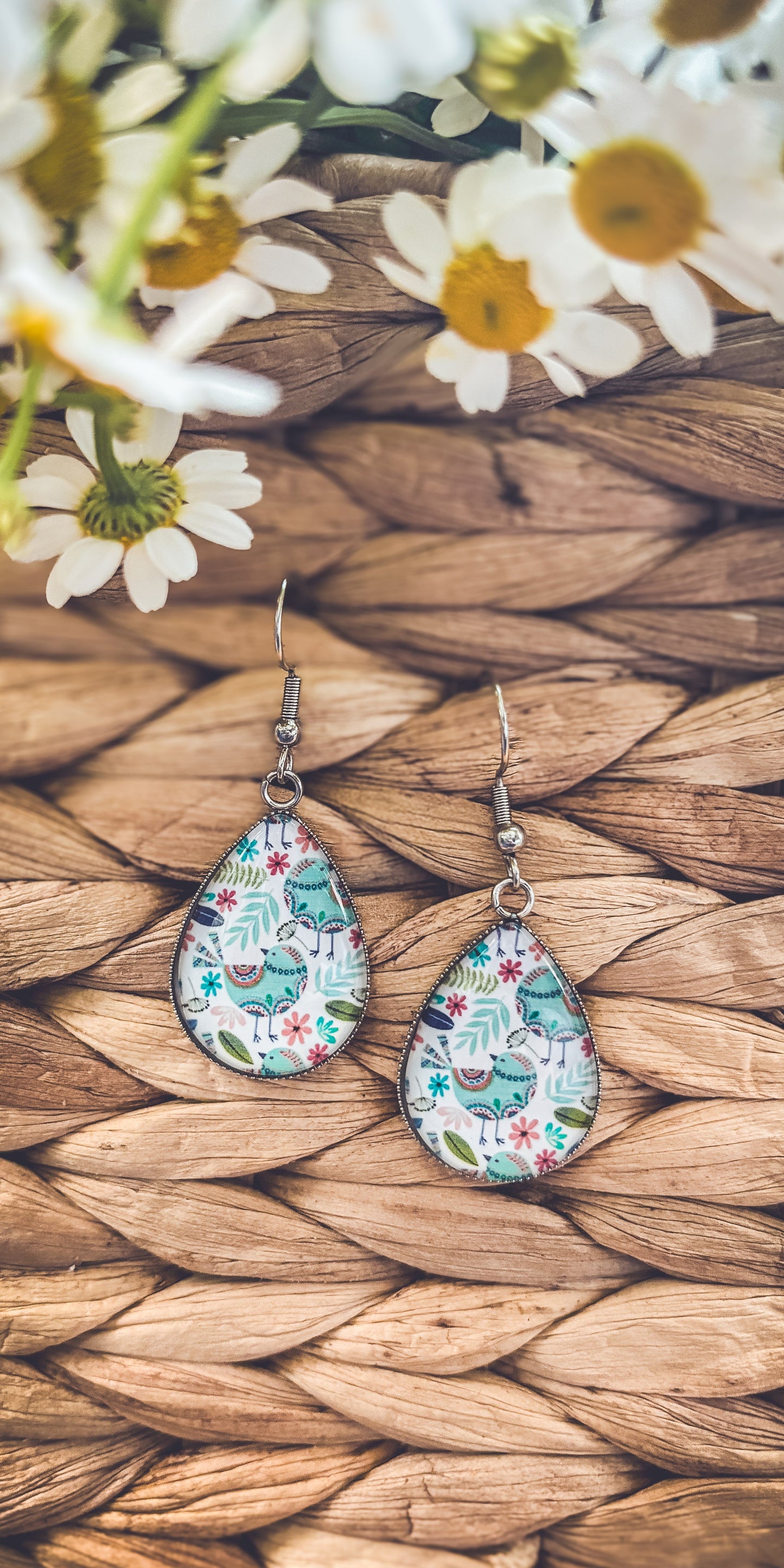 Beautiful Glass Like Folk Bird Earrings