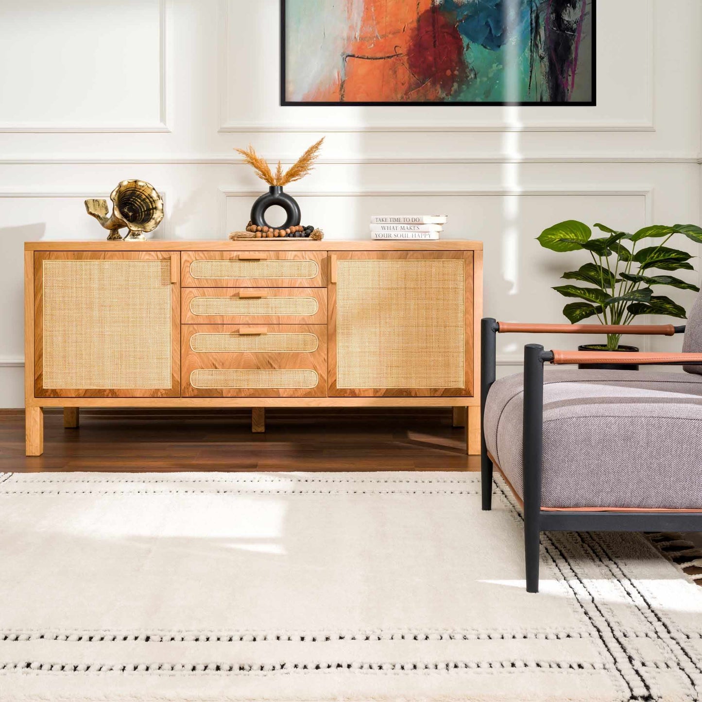 Ryuu Black & White Area Rug - 5’3’’ x 7’ Rectangle - Boutique Rugs