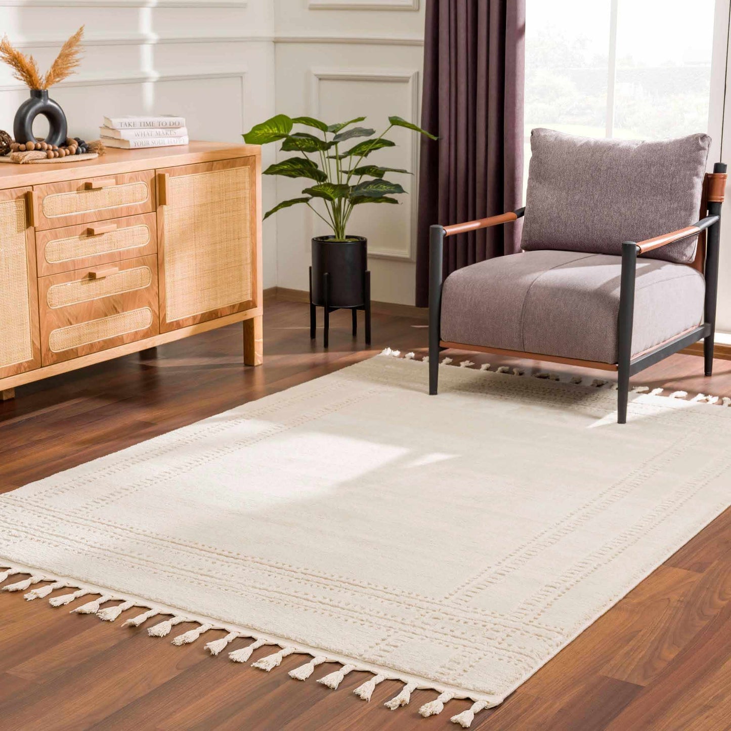 Ryuu Ivory Carved Area Rug - Boutique Rugs