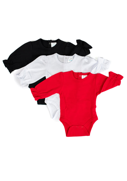 Girl’s Long Sleeve Ruffle Baby Bodysuit - ARB Blanks