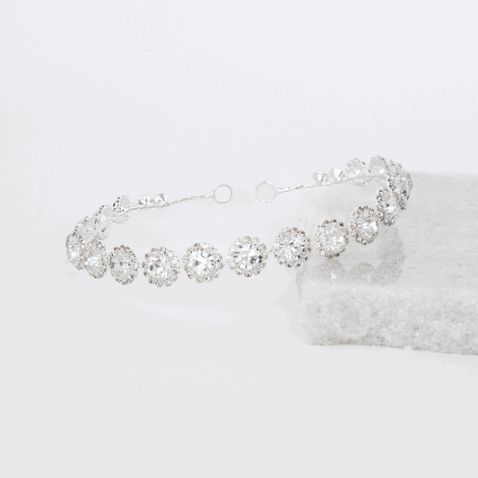 Peony Bloom Headband in Sterling Silver