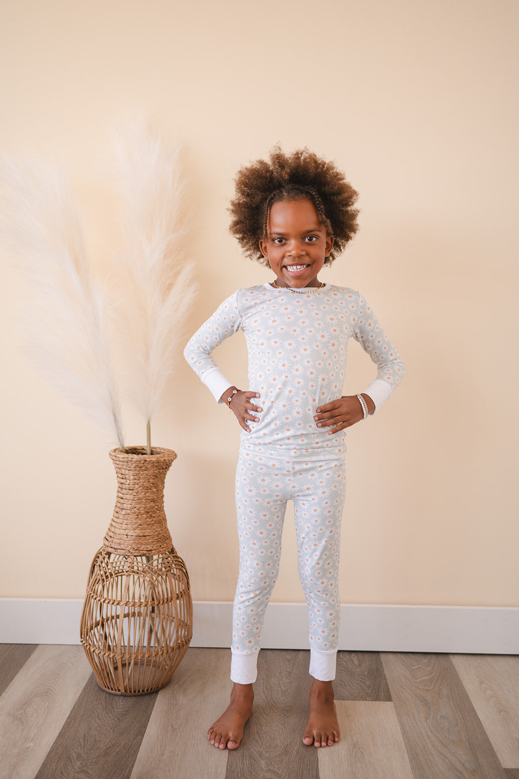 Two-Piece Pajama Set - Blue Daisy - Harp Angel Boutique