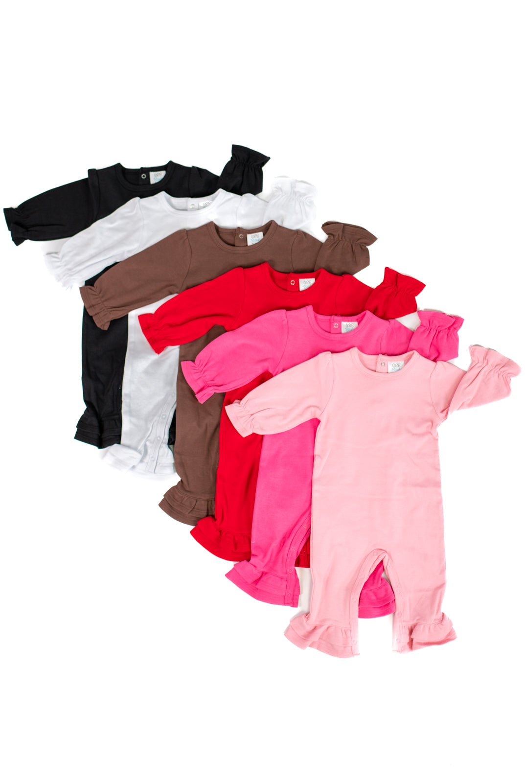 Girl’s Long Sleeve Ruffle Rompers - ARB Blanks