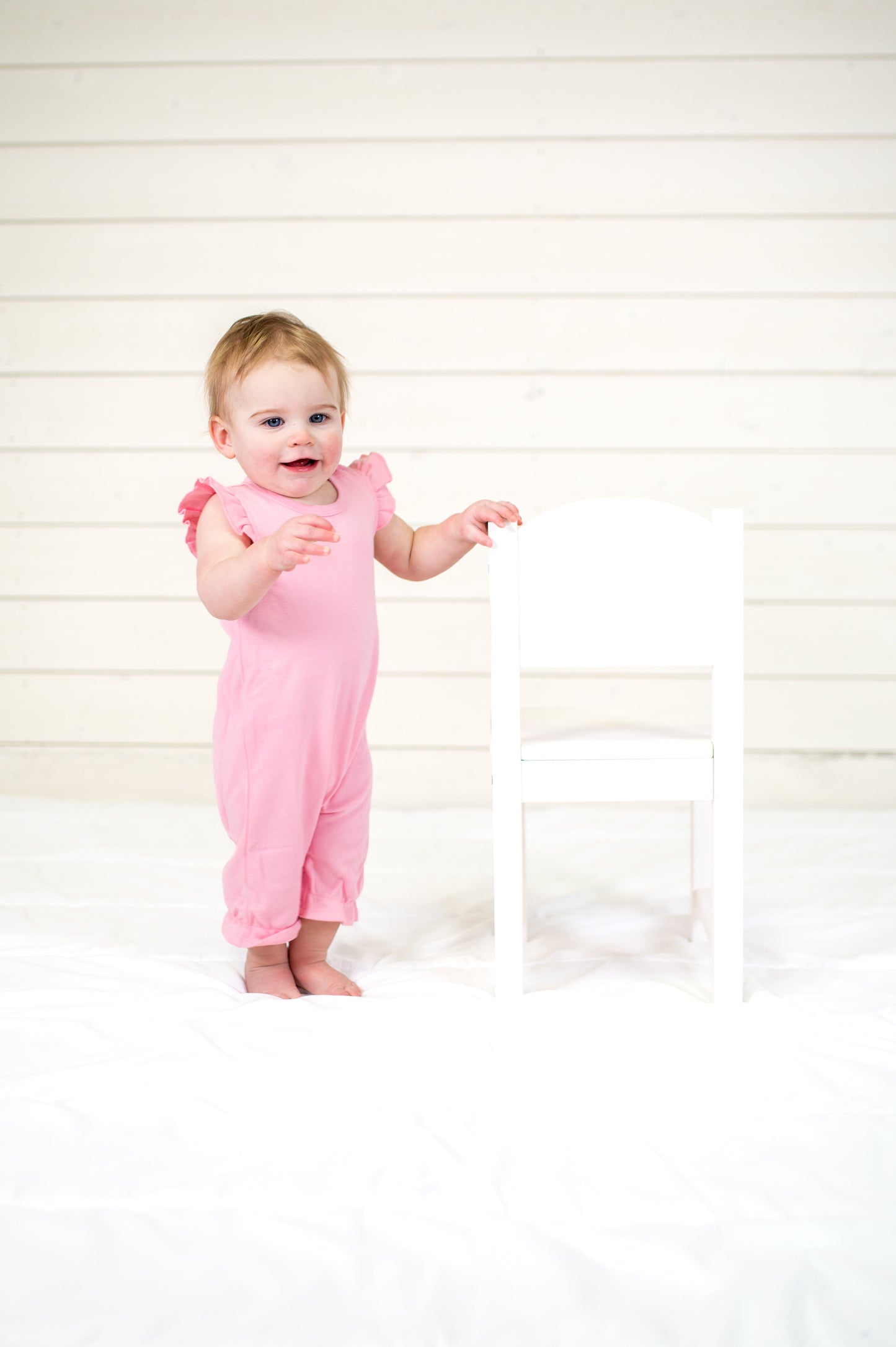 Girl’s Angel Sleeve Rompers - Bubble Gum Pink / 3-6 Month - ARB Blanks