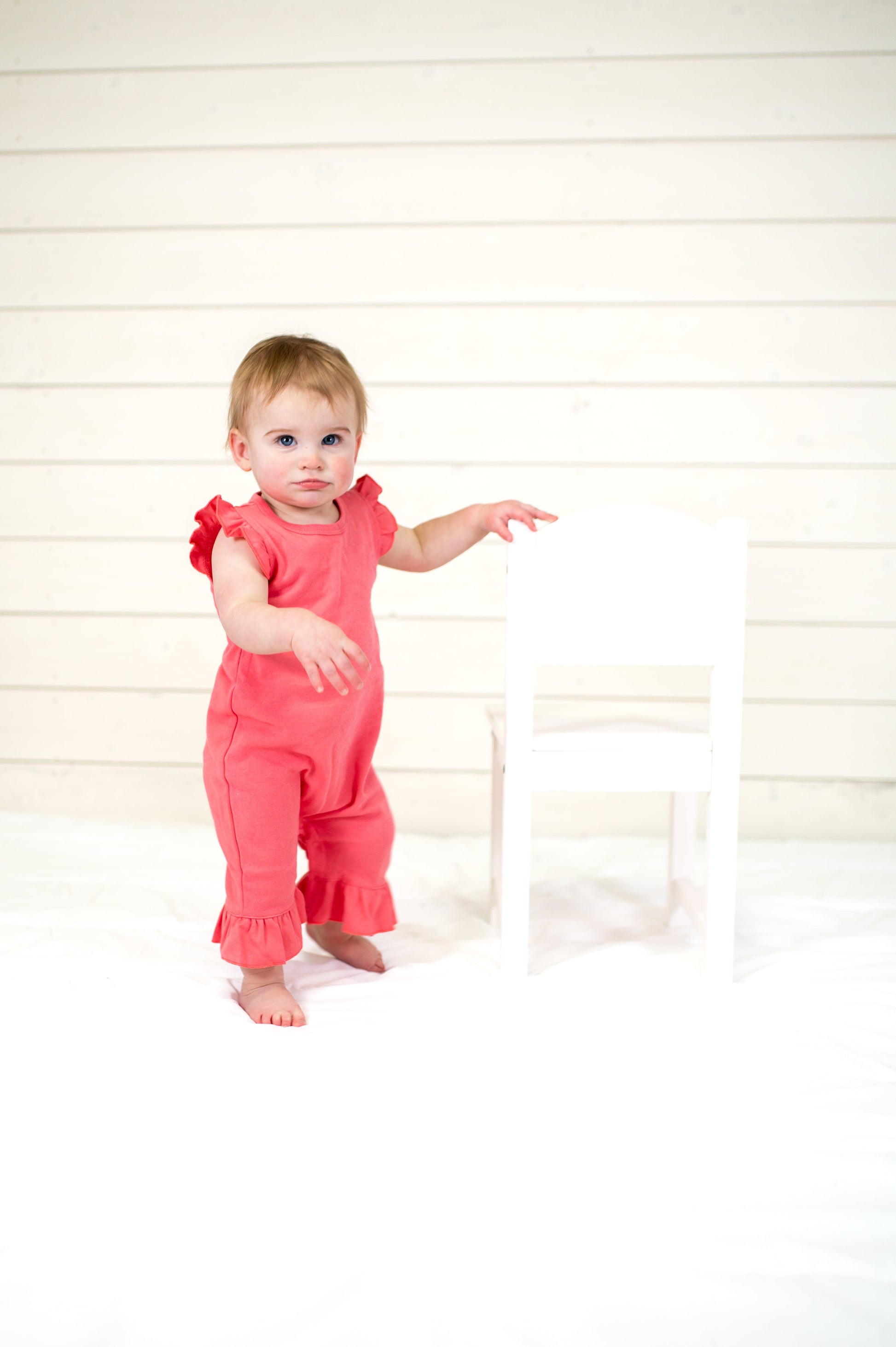 Girl’s Angel Sleeve Rompers - Apricot / 3-6 Month - ARB Blanks