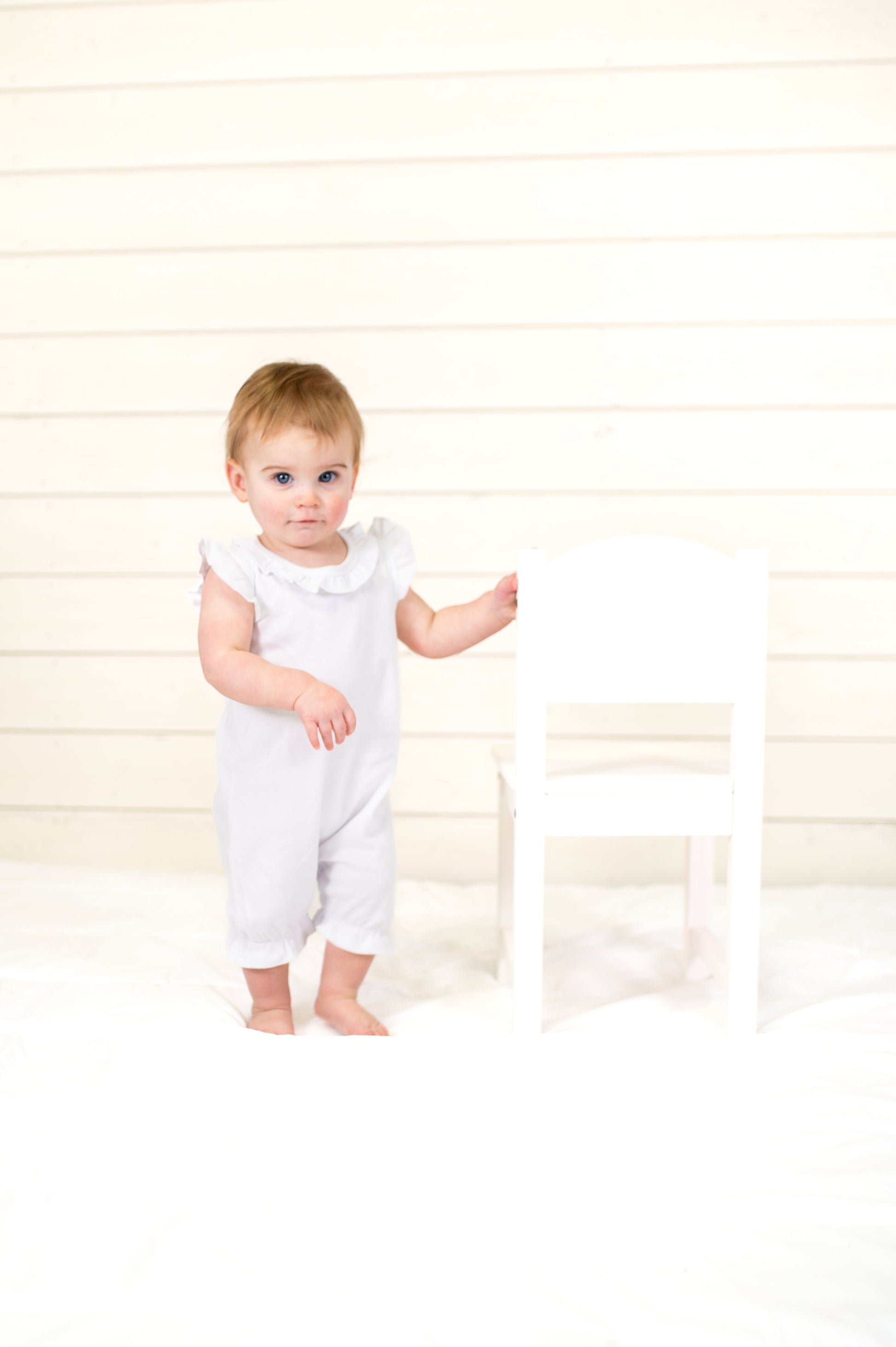 Girl’s Angel Sleeve Rompers - White / 0-3 Month - ARB Blanks