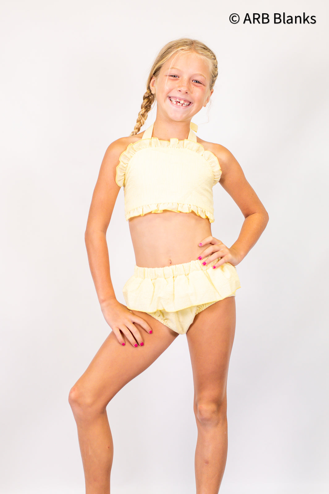 Seersucker Swim Suits - Girl’s Bikini / Yellow / 12M - ARB Blanks