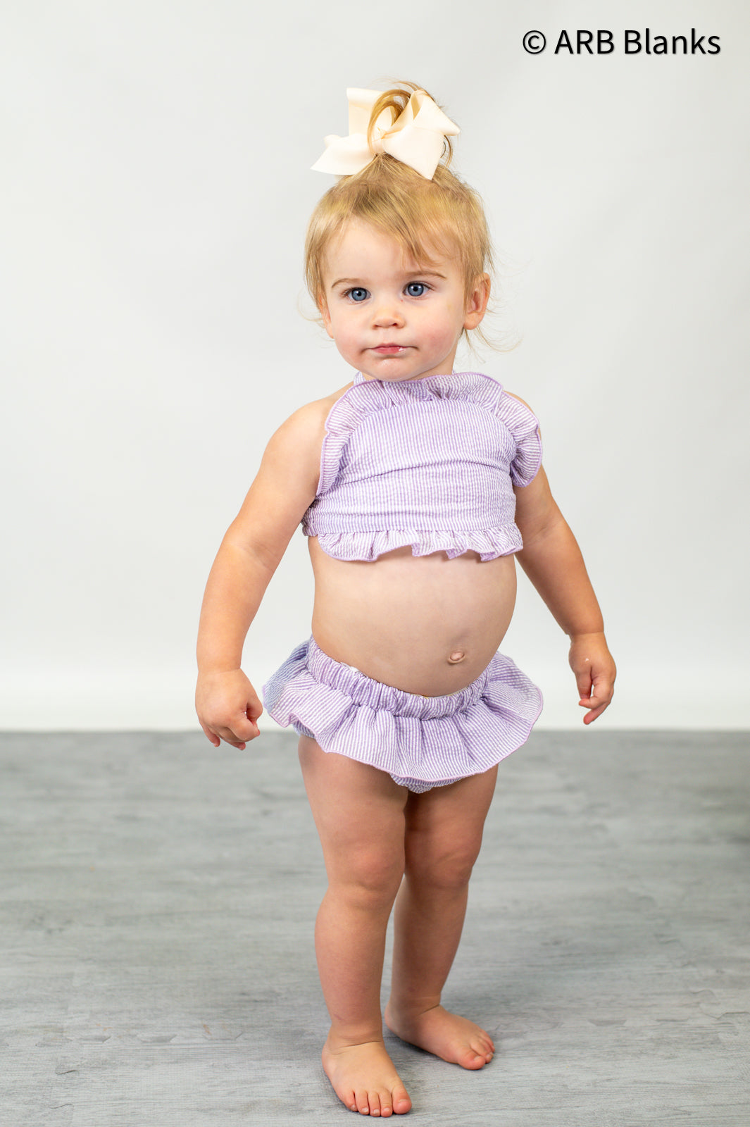 Seersucker Swim Suits - Girl’s Bikini / Lilac / 12M - ARB Blanks