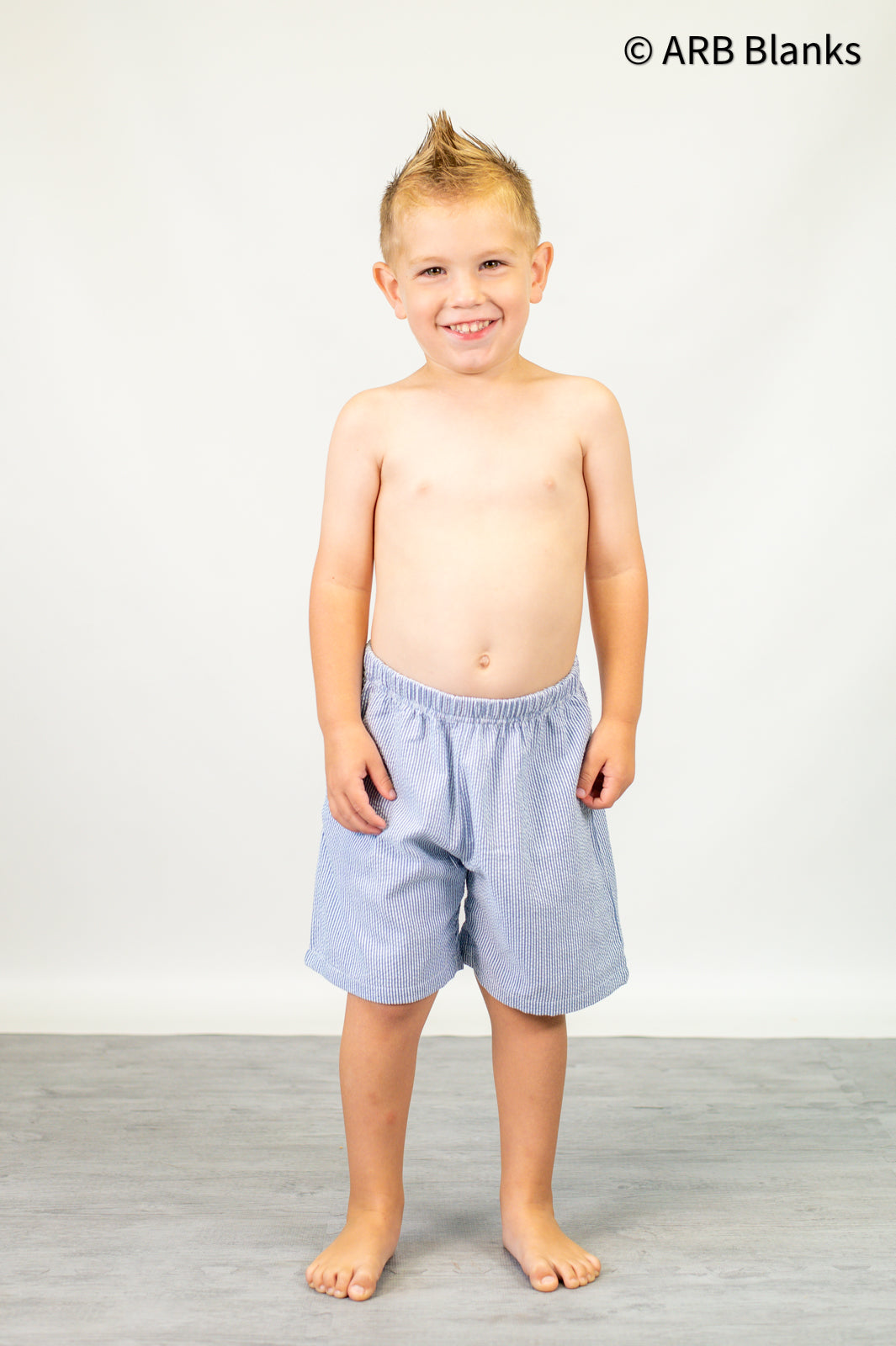 Seersucker Swim Suits - Boy’s Trunks / Navy / 12M - ARB Blanks