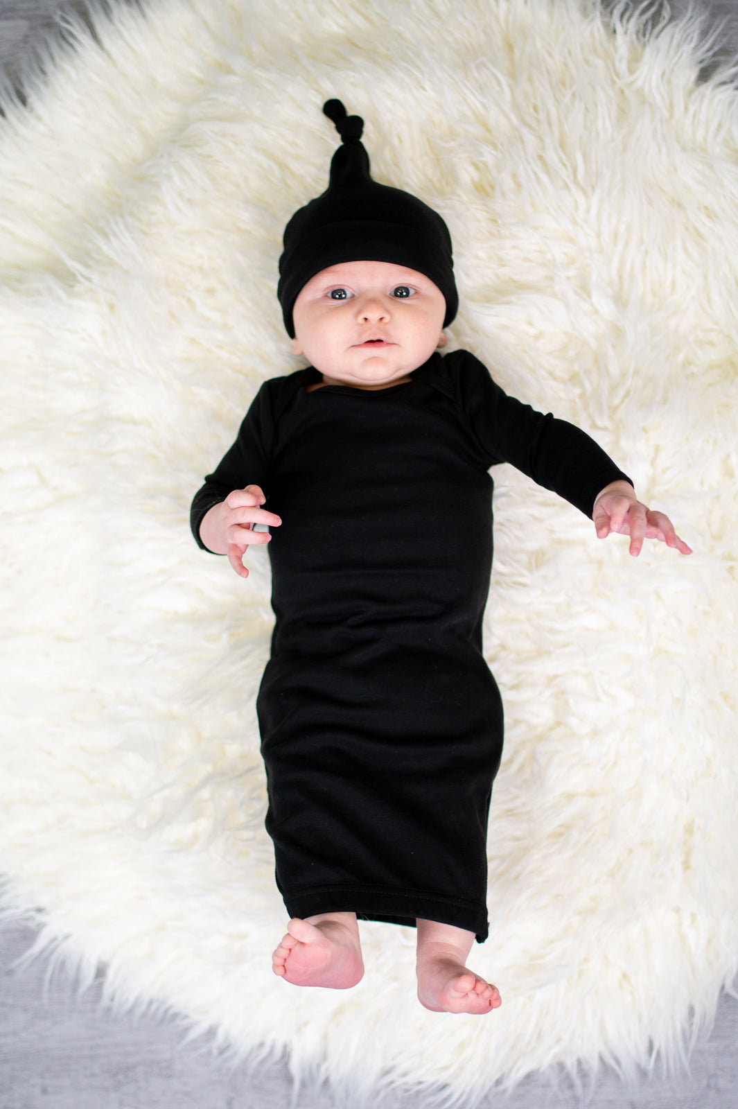 Unisex Long Sleeve Baby Gown - 0-3 Month / Black - ARB Blanks