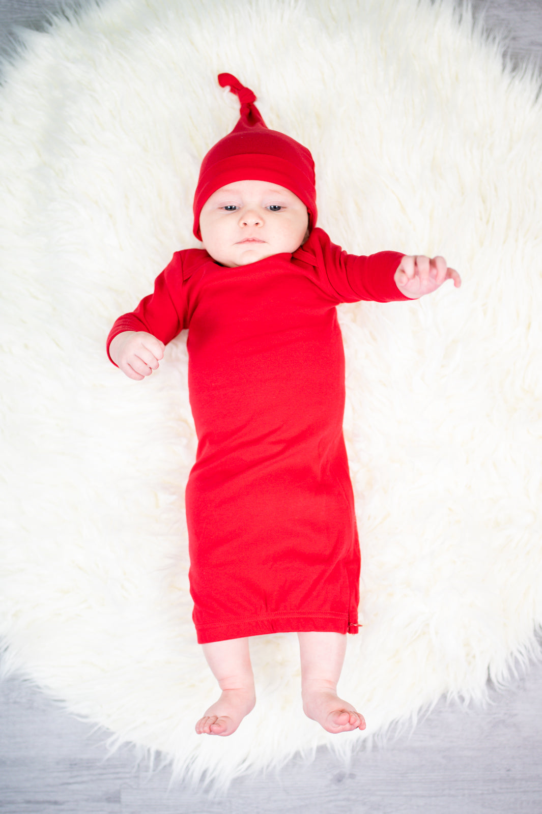 Unisex Long Sleeve Baby Gown - 0-3 Month / Red - ARB Blanks