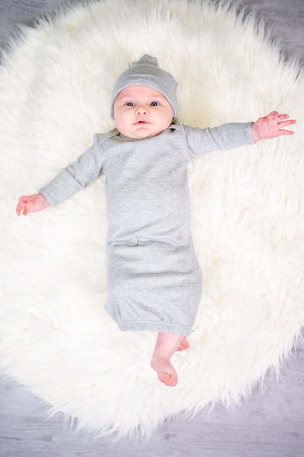 Unisex Long Sleeve Baby Gown - 0-3 Month / Grey - ARB Blanks