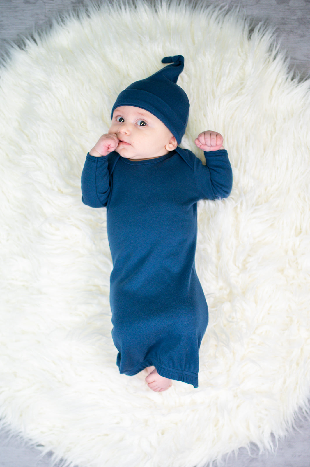 Unisex Long Sleeve Baby Gown - 0-3 Month / Navy - ARB Blanks