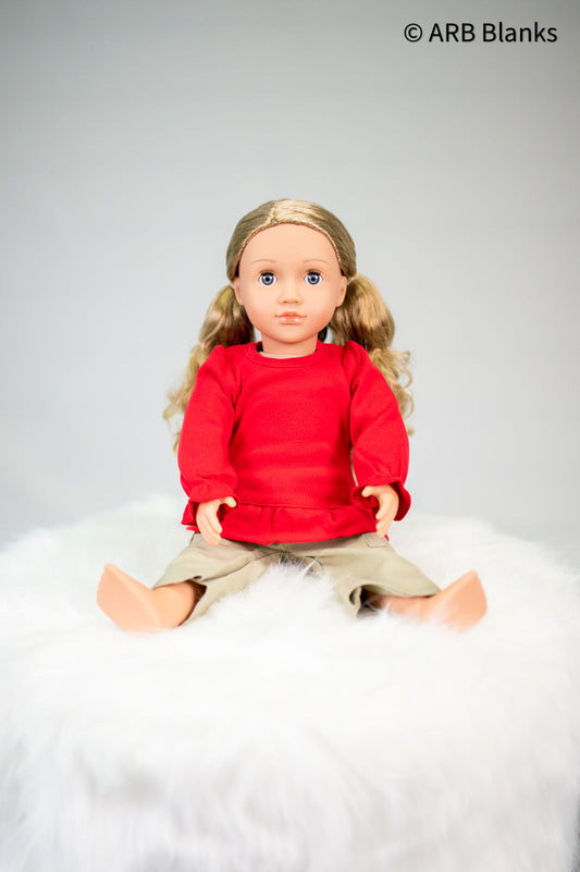 Doll Shirts - 18’’ / Red Ruffle Long Sleeve - ARB Blanks