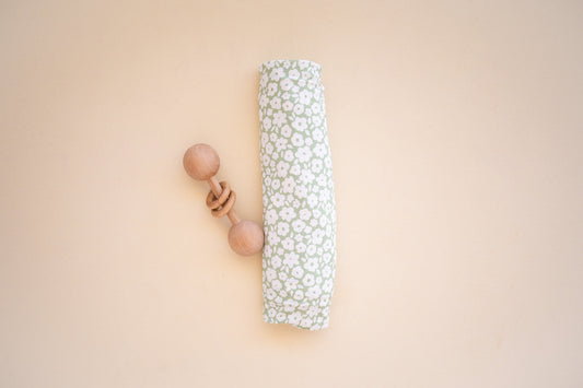 Bamboo Stretch Swaddle - Sage Ditsy Floral - Harp Angel Boutique